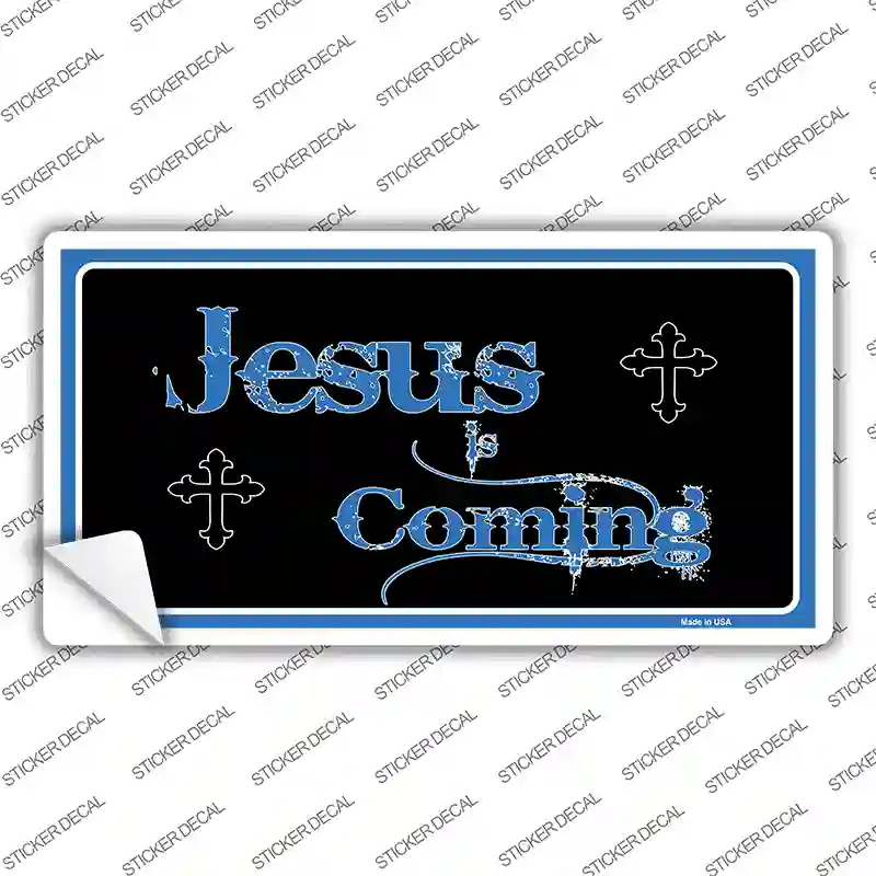 Jesus Is Coming Blue Novelty Sticker Decal