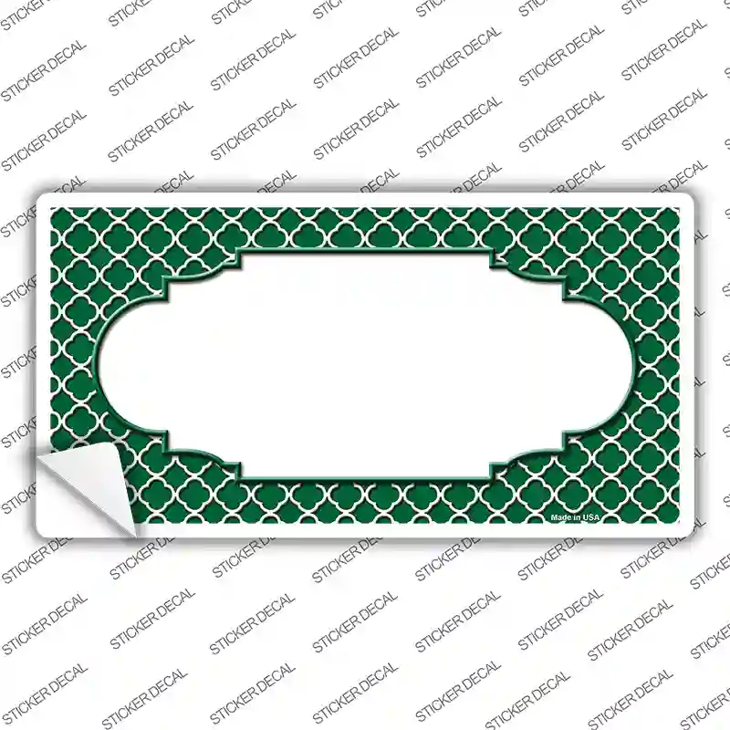 Green White Quatrefoil Center Scallop Novelty Sticker Decal