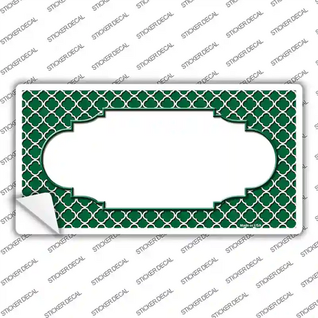 Green White Quatrefoil Center Scallop Novelty Sticker Decal