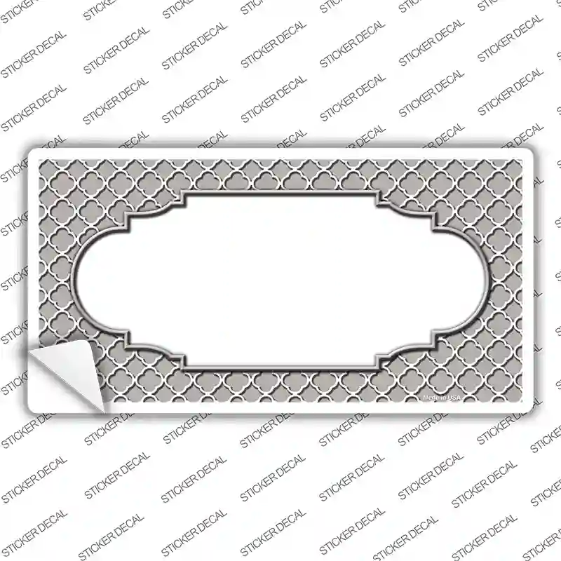 Grey White Quatrefoil Center Scallop Novelty Sticker Decal