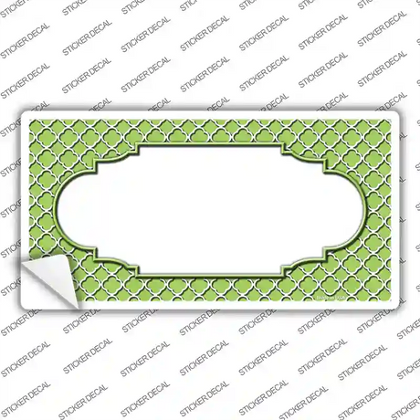 Lime Green White Quatrefoil Center Scallop Novelty Sticker Decal