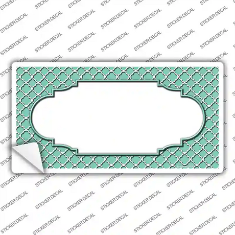Mint White Quatrefoil Center Scallop Novelty Sticker Decal