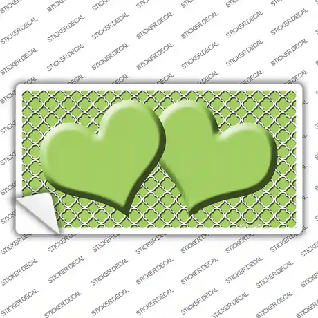 Lime Green White Quatrefoil Lime Green Center Hearts Novelty Sticker Decal