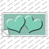 Mint White Quatrefoil And Mint Center Hearts Novelty Sticker Decal