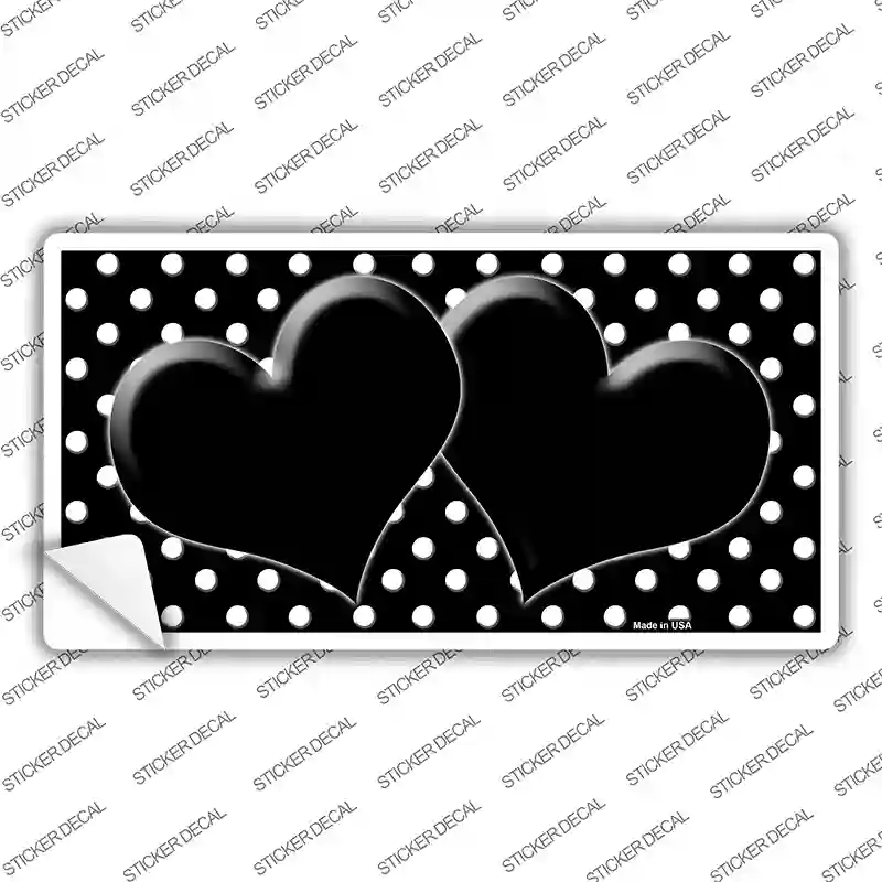 Black White Polka Dot Center Hearts Novelty Sticker Decal