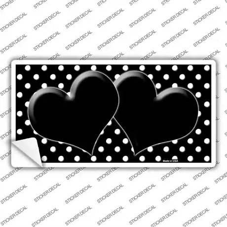 Black White Polka Dot Center Hearts Novelty Sticker Decal