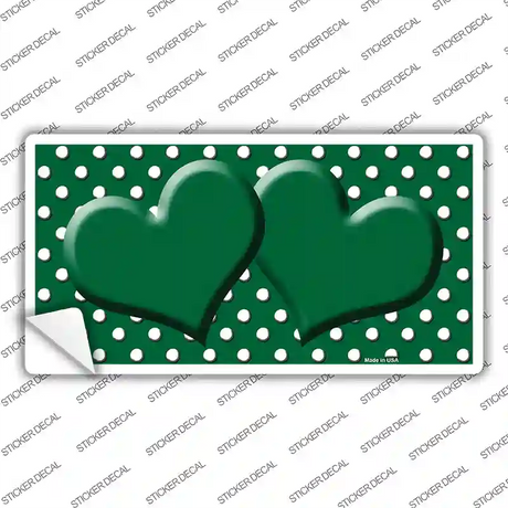 Green White Polka Dot Center Hearts Novelty Sticker Decal