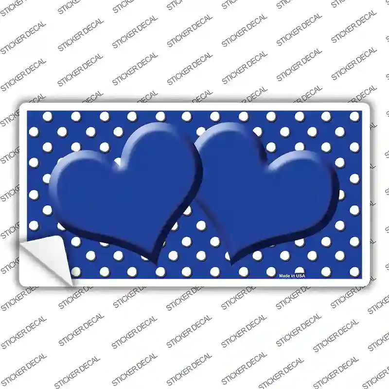 Blue White Polka Dot Center Hearts Novelty Sticker Decal