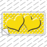 Yellow White Polka Dot Center Hearts Novelty Sticker Decal