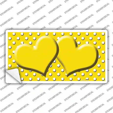 Yellow White Polka Dot Center Hearts Novelty Sticker Decal