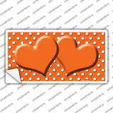 Orange White Polka Dot Center Hearts Novelty Sticker Decal