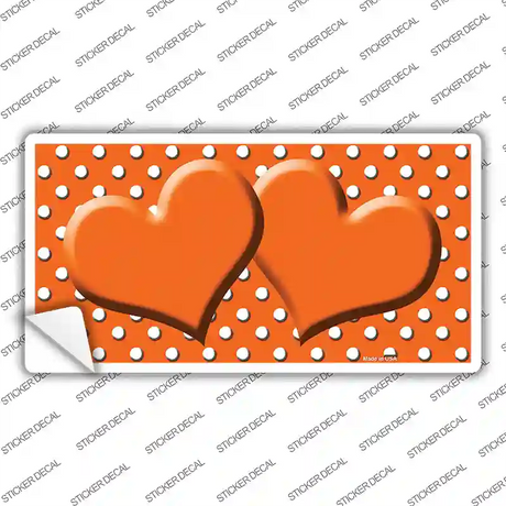Orange White Polka Dot Center Hearts Novelty Sticker Decal