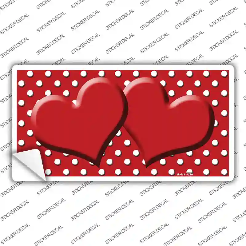 Red White Polka Dot Center Hearts Novelty Sticker Decal