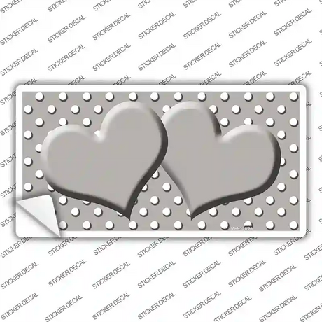Grey White Polka Dot Center Hearts Novelty Sticker Decal
