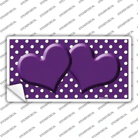 Purple White Polka Dot Center Hearts Novelty Sticker Decal