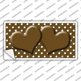 Brown White Polka Dot Center Hearts Novelty Sticker Decal