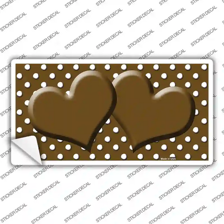 Brown White Polka Dot Center Hearts Novelty Sticker Decal