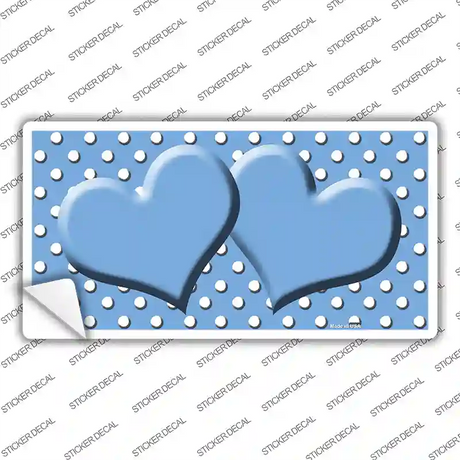 Light Blue White Polka Dot Center Hearts Novelty Sticker Decal