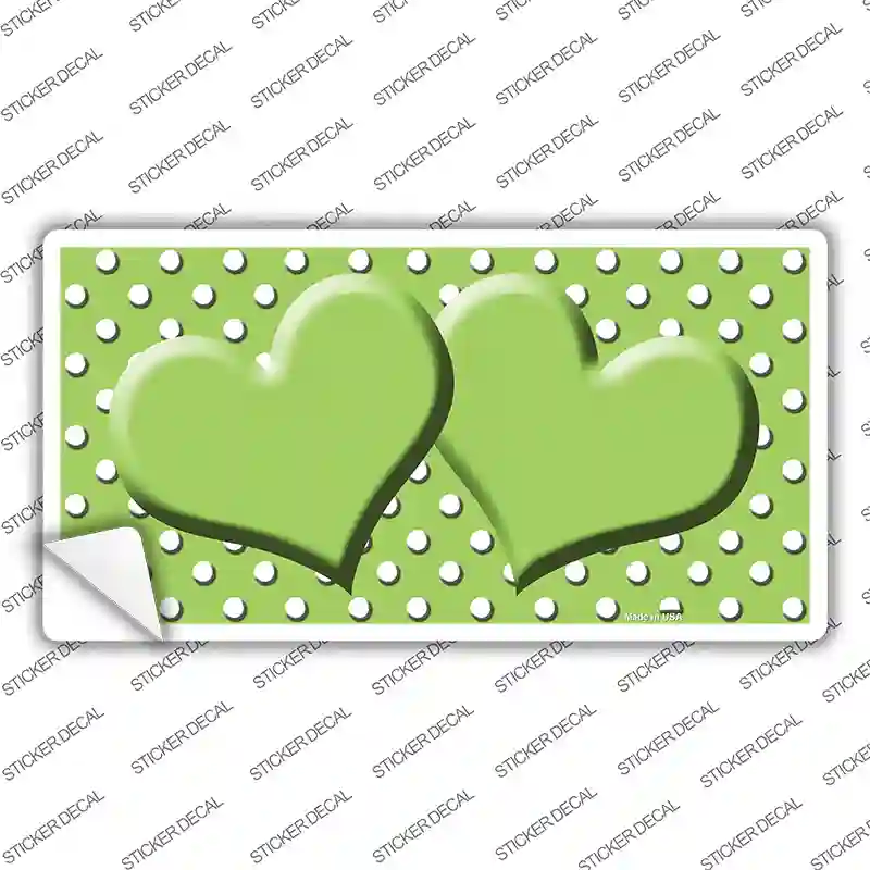 Lime Green White Polka Dot Center Hearts Novelty Sticker Decal
