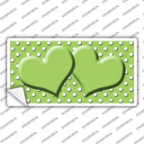 Lime Green White Polka Dot Center Hearts Novelty Sticker Decal