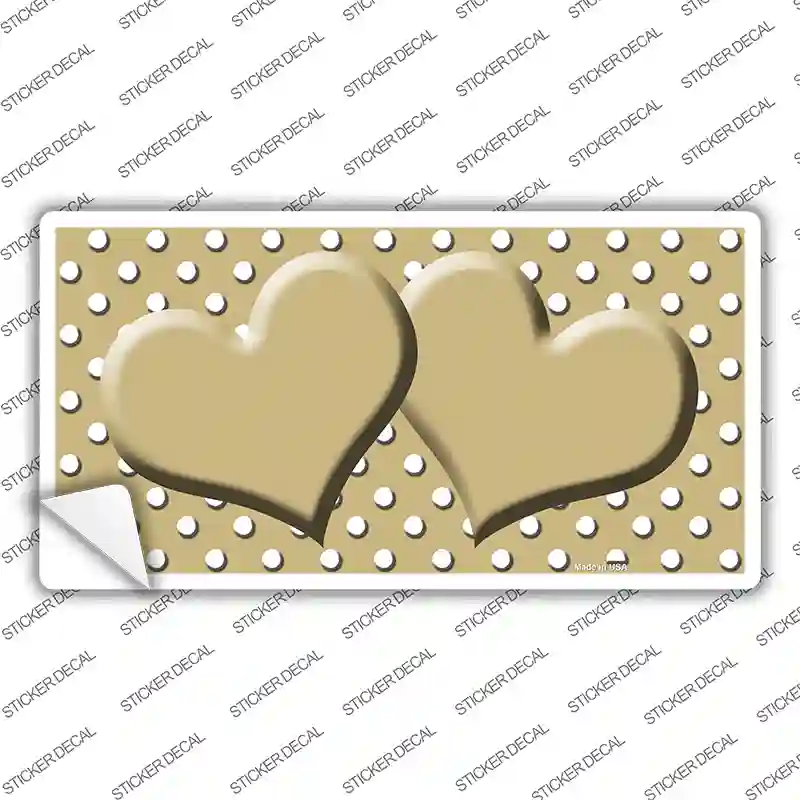 Gold White Polka Dot Center Hearts Novelty Sticker Decal