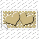 Gold White Polka Dot Center Hearts Novelty Sticker Decal