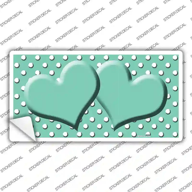 Mint White Polka Dot Center Hearts Novelty Sticker Decal