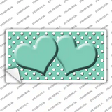 Mint White Polka Dot Center Hearts Novelty Sticker Decal