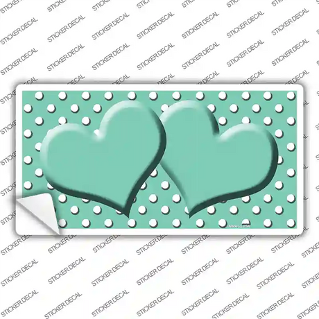 Mint White Polka Dot Center Hearts Novelty Sticker Decal