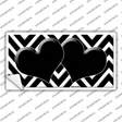 Black White Chevron Black Center Hearts Novelty Sticker Decal