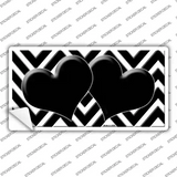 Black White Chevron Black Center Hearts Novelty Sticker Decal