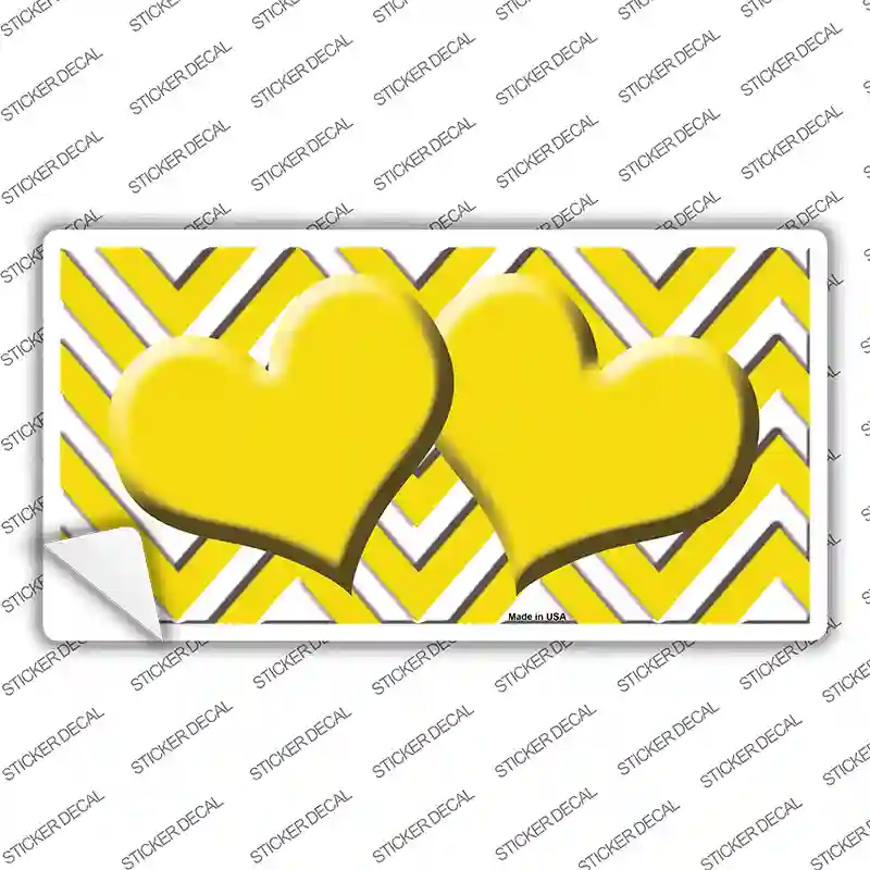 Yellow Chevron Hearts Novelty Sticker Decal
