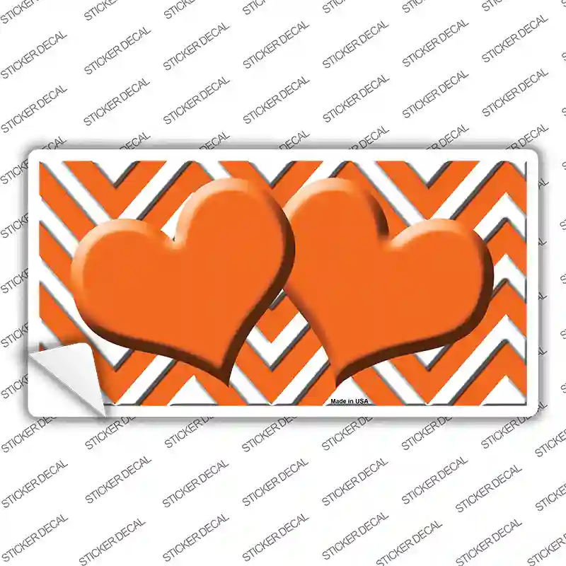 Orange Chevron Hearts Novelty Sticker Decal