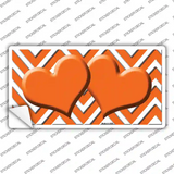 Orange Chevron Hearts Novelty Sticker Decal
