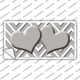 Grey White Chevron Grey Center Hearts Novelty Sticker Decal