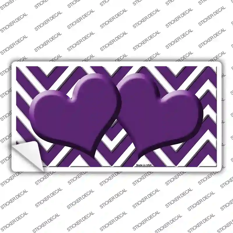 Purple Chevron Hearts Novelty Sticker Decal