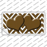 Brown Chevron Hearts Novelty Sticker Decal