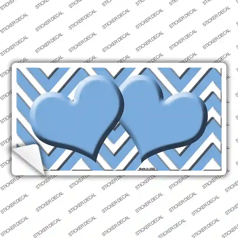 Light Blue Chevron Hearts Novelty Sticker Decal