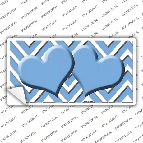Light Blue Chevron Hearts Novelty Sticker Decal