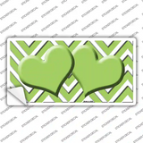 Lime Green Chevron Hearts Novelty Sticker Decal