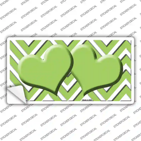 Lime Green Chevron Hearts Novelty Sticker Decal