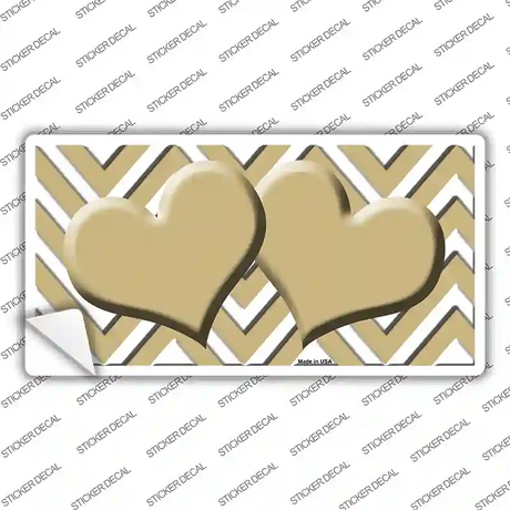 Gold Chevron Hearts Novelty Sticker Decal