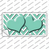 Mint Chevron Hearts Novelty Sticker Decal