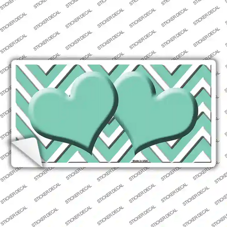 Mint Chevron Hearts Novelty Sticker Decal