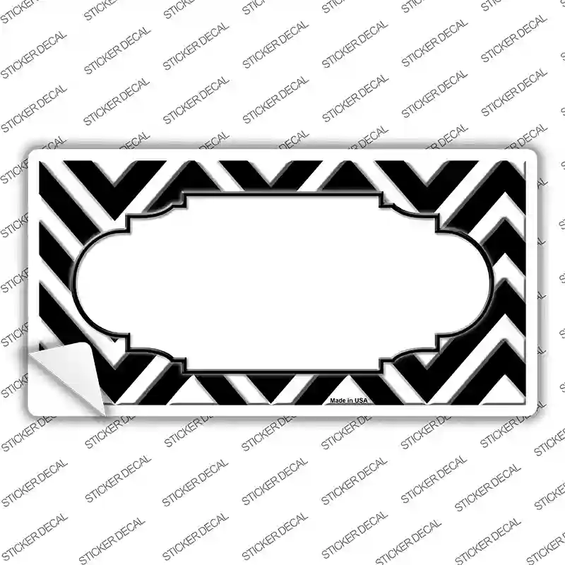 Black White Chevon Center Scallop Novelty Sticker Decal
