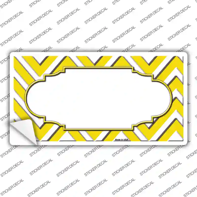 Yellow White Chevron Center Scallop Novelty Sticker Decal