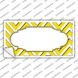 Yellow White Chevron Center Scallop Novelty Sticker Decal
