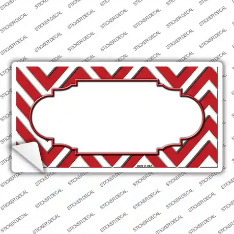 Red White Chevron Center Scallop Novelty Sticker Decal
