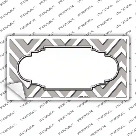 Grey White Chevron Center Scallop Novelty Sticker Decal