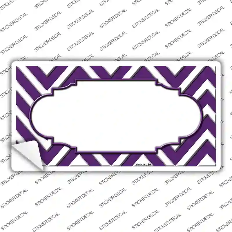 Purple White Chevron Center Scallop Novelty Sticker Decal